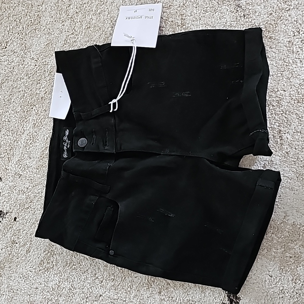 Women's high-rise black denim shorts